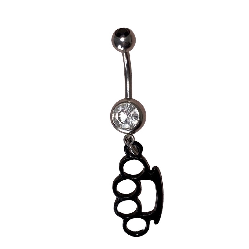 Stainless Steal Black Brass Knuckle Belly Button Ring